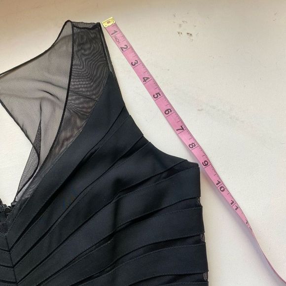 Chetta B Sherrie Bloom Peter Noviello 100% Silk Black Designer Tiered Dress Wome - Picture 8 of 16